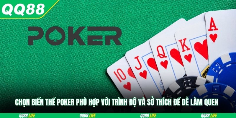 Chọn biến thể Poker phù hợp với trình độ và sở thích để dễ làm quen