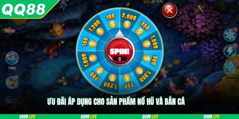 Ưu đãi áp dụng cho sản phẩm nổ hũ và bắn cá 